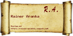 Rainer Aranka névjegykártya